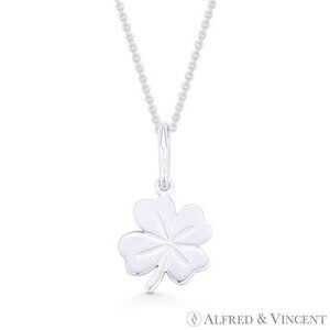 4-Leaf Shamrock Irish Luck Charm Pendant in .925 Sterling Silver
